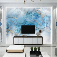 custom 3d wallpaper mural modern high end light luxury blue ink gilt marble tile living room background wall decoration painting