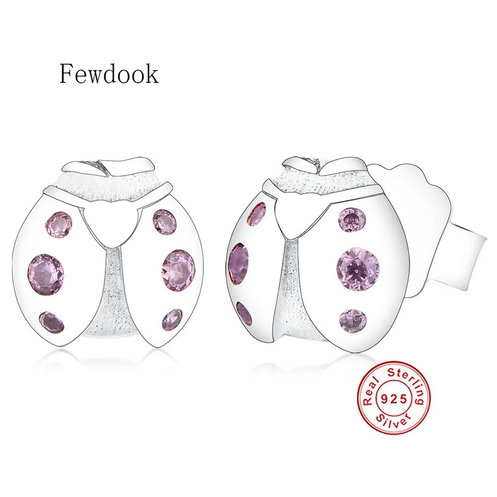 925 серебряные корейские минималистичные розовые серьги гвоздики с кубическим