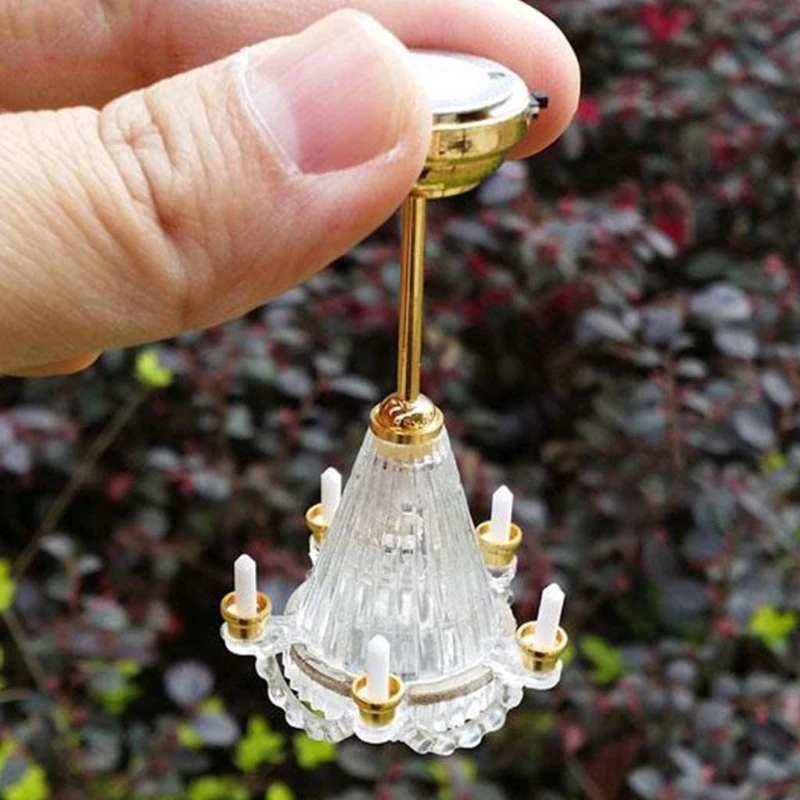 

1:12 Dollhouse Miniaturescale Ceiling Light Candles LED Lamp Battery/Button Operated Decorative Accessories