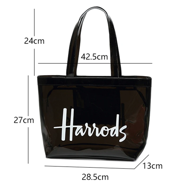 

Summer Clear Tote Jelly Handbags with Zipper Closure PVC Washable Shopping Bag Transparent Security Work Shoulder Bags