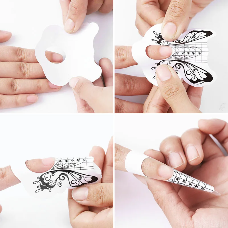 

100pcs/Bag Nail Forms Art Extension Acrylic Builder Tips For Upper Forms Guide Stencil Sticker Manicure Tools