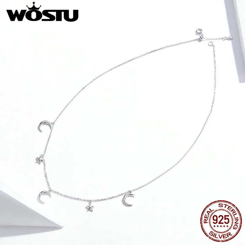 Женское Ожерелье сделай сам из серебра 925 пробы с Луной и звездами | Украшения