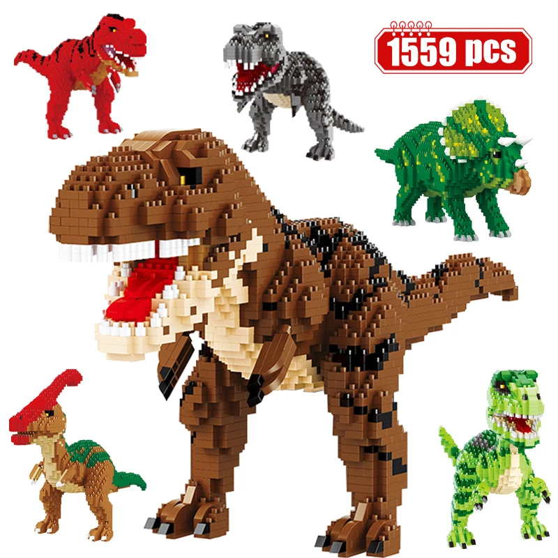 

Mini City Jurassic World Park Dinosaur Tyrannosaurus Building Blocks Triceratops Velociraptor Model Bricks Toy For Kids Gifts