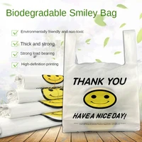 50pcs biodegradable eco friendly smiley face plastic bag supermarket vest vest shopping bag customizable