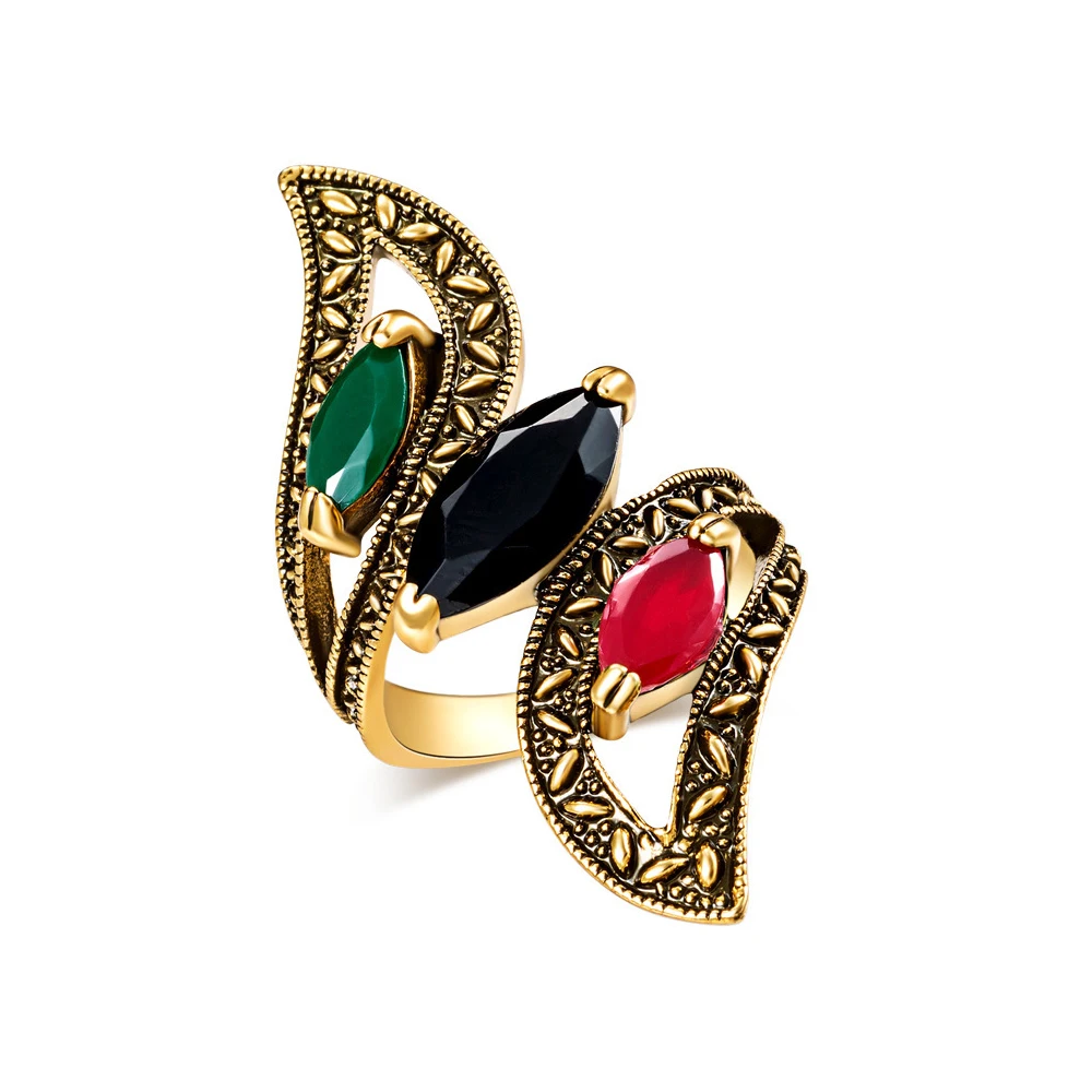 

New Fashionable Bohemian Tricolor Plated Spiral Lady Rings Upscale Spiral Resin Rings Exquisite Female Jewelry Gift