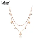 Чокер Lokaer N20232 женский из богемной нержавеющей стали, Двухслойное ожерелье с кристаллами кленового листа, Ювелирное Украшение с цепочка с подвеской звеньями