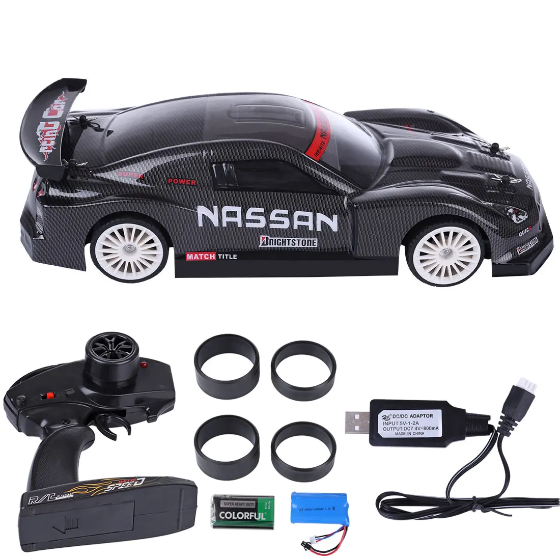 

1:14 2.4G 4WD High-Speed Vehicle RC Drift Car Toy Kids Remote Control Toys For Boys - Carbon Fiber Black ( Wheels Random Color )