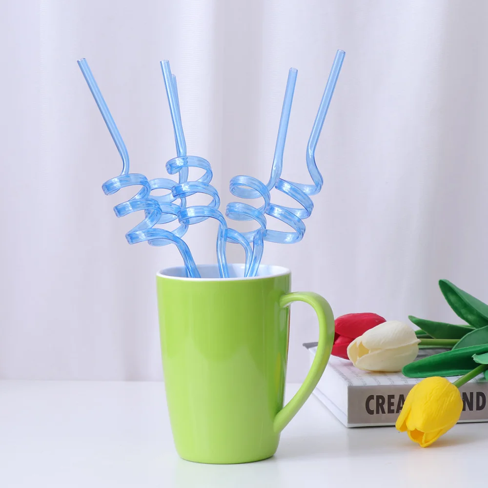 10 шт. 5 мм ПЭТ одноразовые соломинки хрустальные Красочные крутящиеся для детской