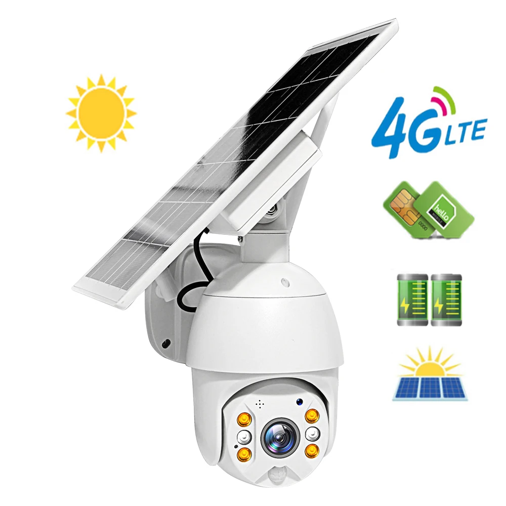 Водонепроницаемая камера видеонаблюдения с солнечной панелью 4G 1080P HD|Камеры