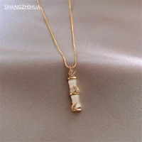 shangzhihua 2021 new simple lady bamboo shape pendant korean necklace for women collarbone chain exquisite gift fashion jewelry