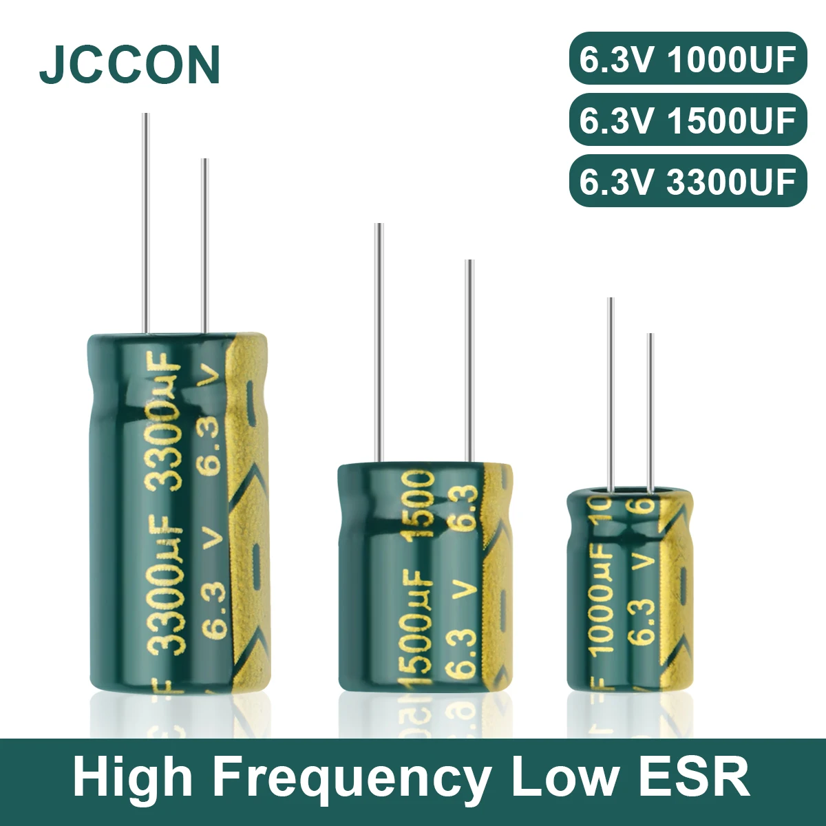 

JCCON Aluminum Capacitor High Frequency Low ESR 6.3V1000UF 6.3V1500UF 6.3V3300UF 100PCS Resistance Supercapacitor