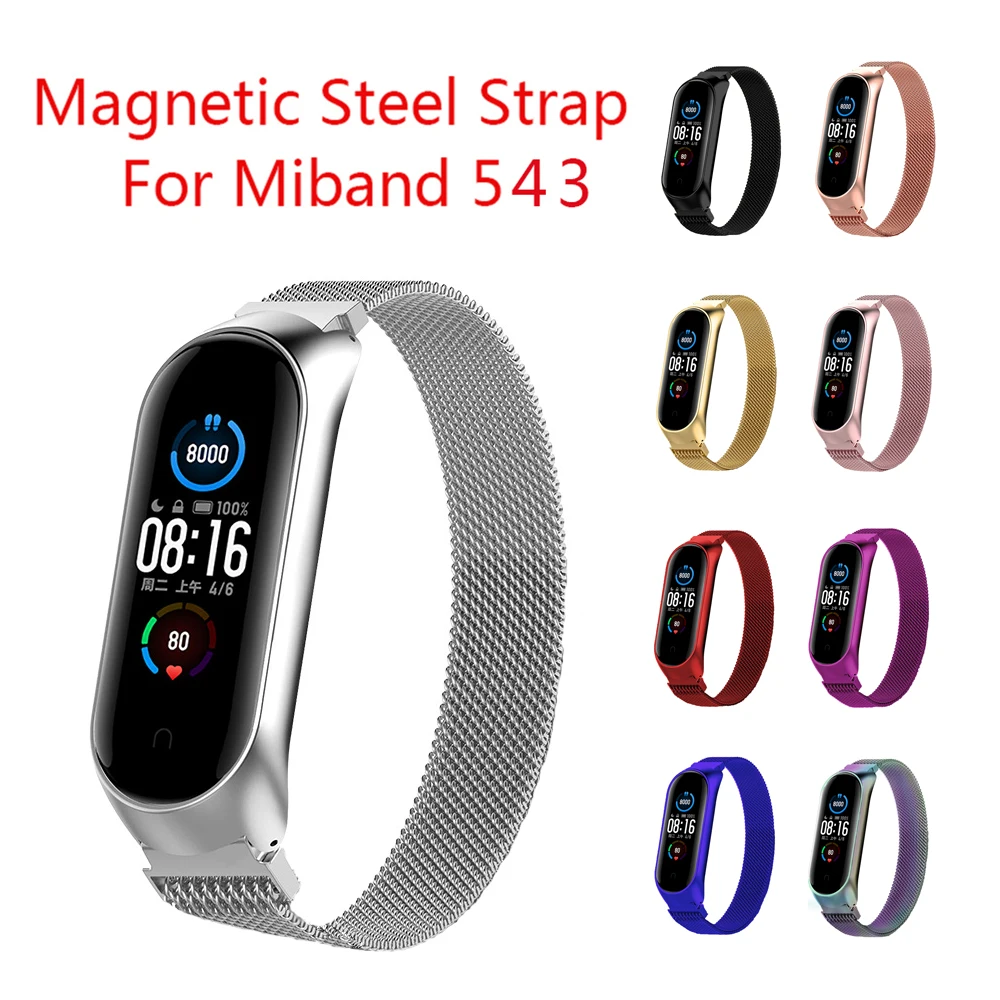 

New Magnetic Strap For Xiaomi Mi Band 4 5 3 Wrist Metal Bracelet Screwless Stainless Steel MIband for MiBand 5 4 3 Wristbands