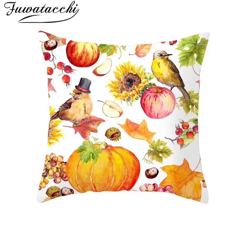 

Fuwatacchi Thanksgiving Letter Cushion Cover Home Pumpkin Painting Pillows Covers Decorative Throw Pillows for Sofa Decorations