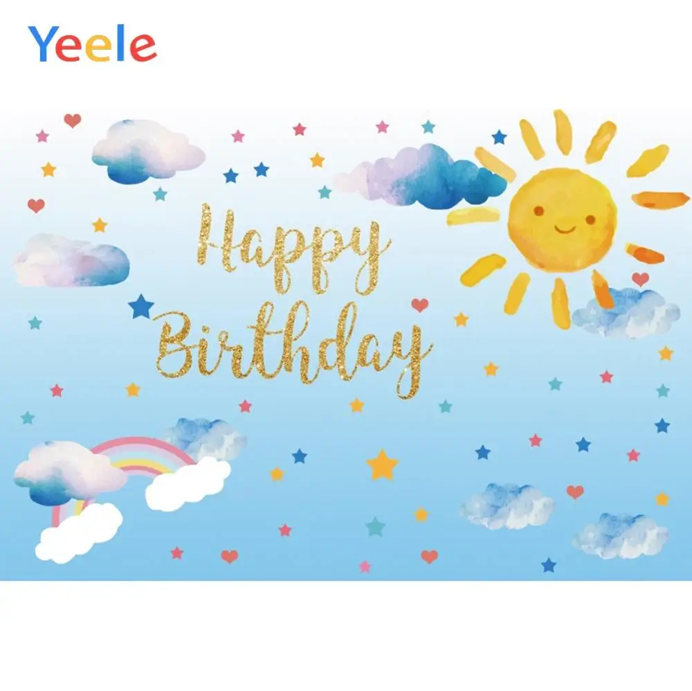 

Yeele Baby Birthday Party Sun Cloud Rainbow Starry Photography Backdrops Personalized Photographic Backgrounds For Photo Studio