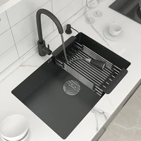 undermount 304 stainless steel kitchen sink black gray sink single bowl basin vegetable washing for kitchen home improvement