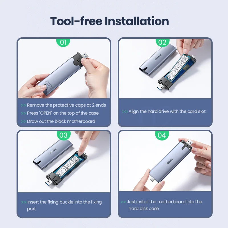 UGREEN SSD  10 / M.2 NVMe SATA  USB C 3, 1 Gen 2 USB 3, 0 2--1   M-Key PCIe B-Key NGFF M2 SSD