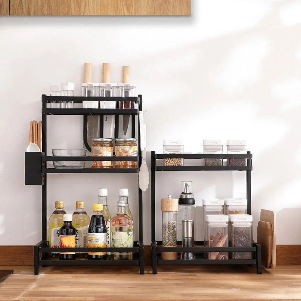 

1Pc Kitchen Storage Rack Stainless Steel Rack Useful Organizer Rack (Black)
