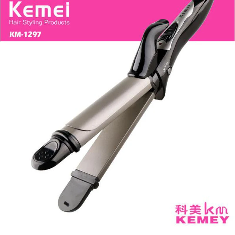 

kemei electric hair straightener curler KM-1297 professional ceramic coating 2 in 1 hair iron curling iron hair styling curly