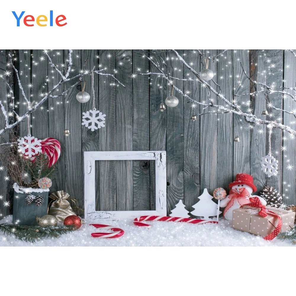 

Yeele Christmas Background Wood Board Branch Snowman Snow Vinyl Baby Portrait Photography Backdrop For Photo Studio Photophone