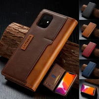leather flip cover for iphone 13 12 11 pro max mini xs max x xr 8 7 6s 6 plus se 2020 case contrast color magnetic sim card slot