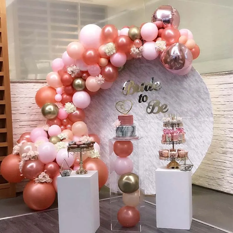 

92pcs pastel Rose Gold Macaron Pink Latex Balloon Garland Arch Kit For Bride To Be Birthday Party Decoration 4D Foil Balloons