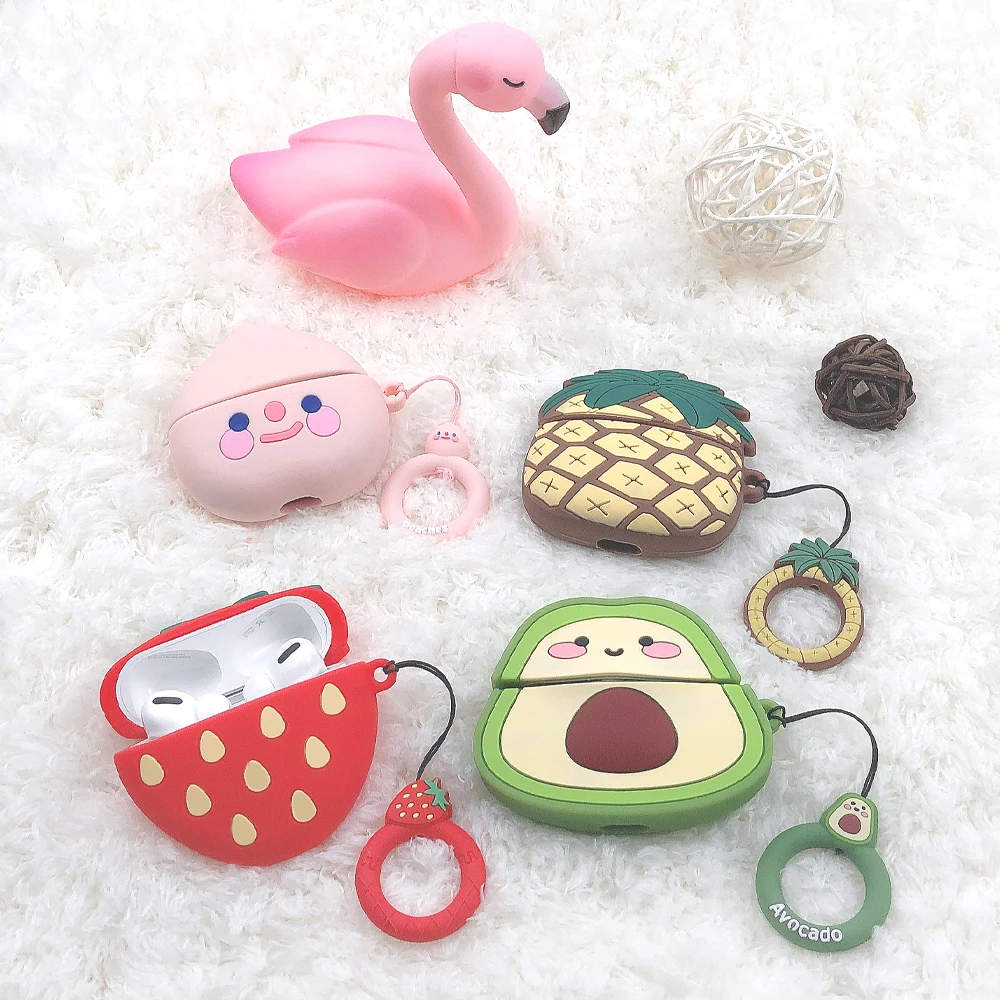 

For Airpods pro case soft silicone earphone covers cute cartoon strawberry covers apple airpods protective cases air pods pro