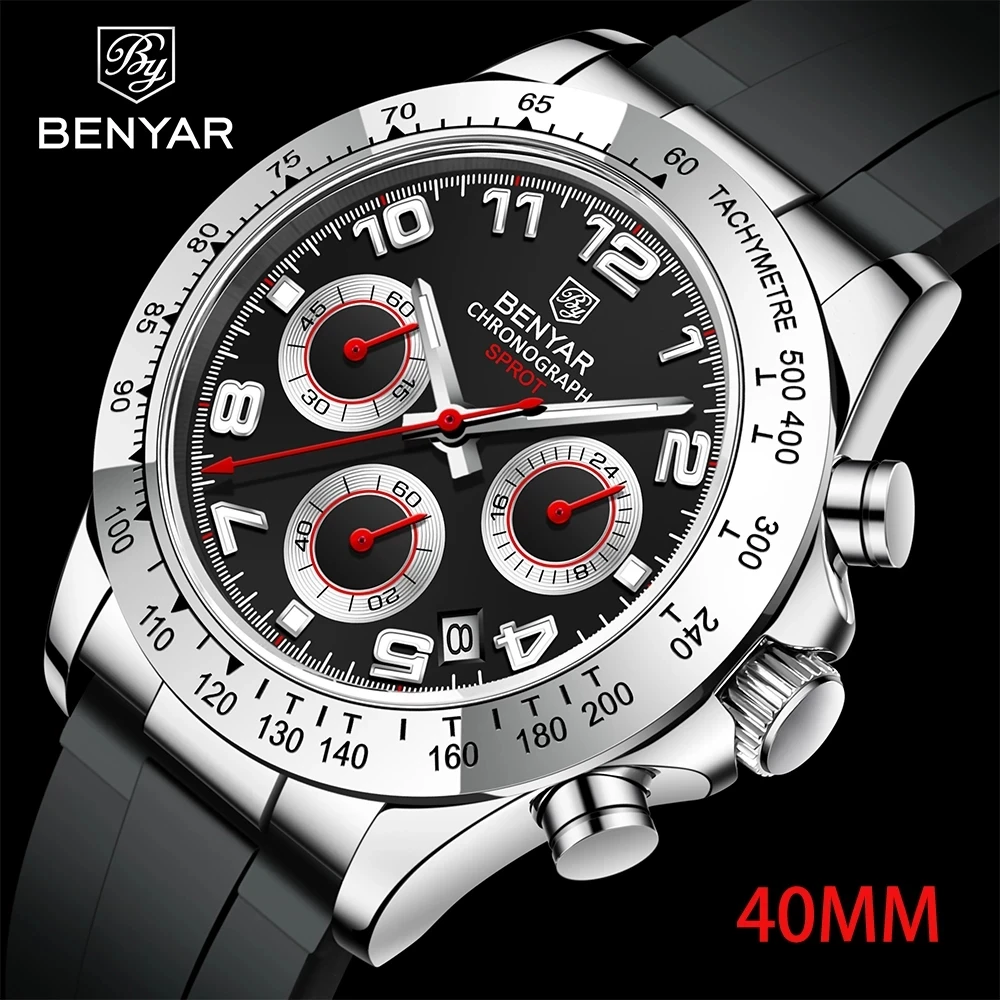 

2021 NEW Benyar Top Brand Watch Men's Fashion Sports Quartz Watch Multifunctional Timing Code Watch Men's 30M Waterproof Clock