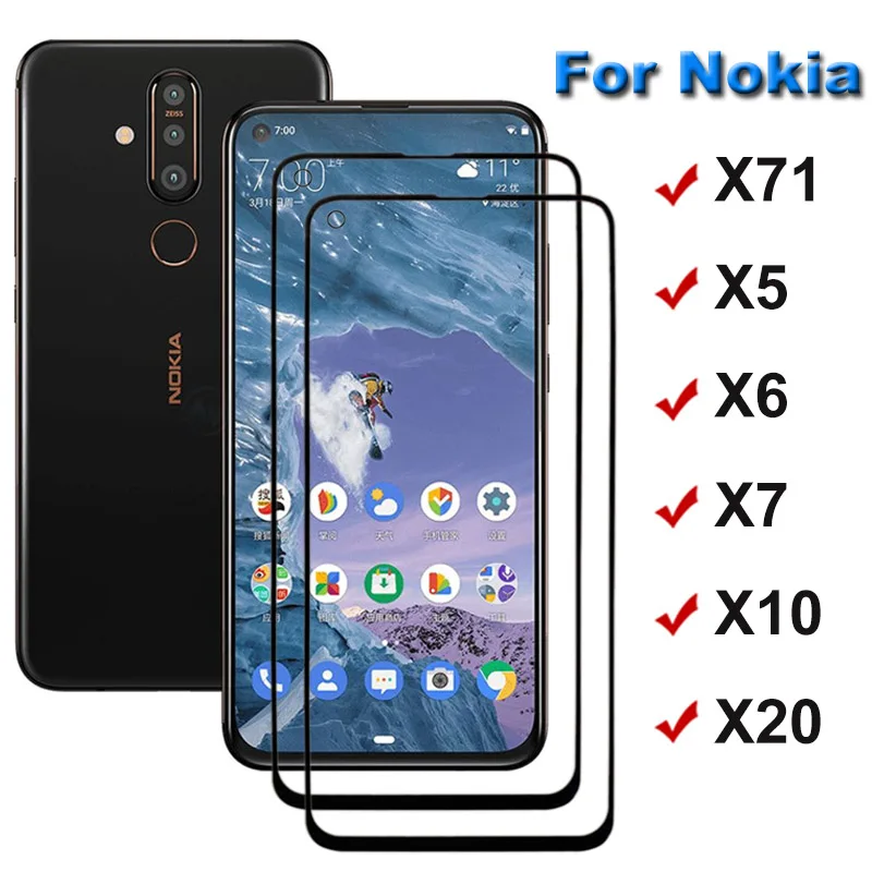 

Закаленное стекло 2 шт./лот для Nokia X71, полное покрытие, Защита экрана для Nokia X5 X6 X7, полное клеевое защитное стекло на Nokia X10 X20