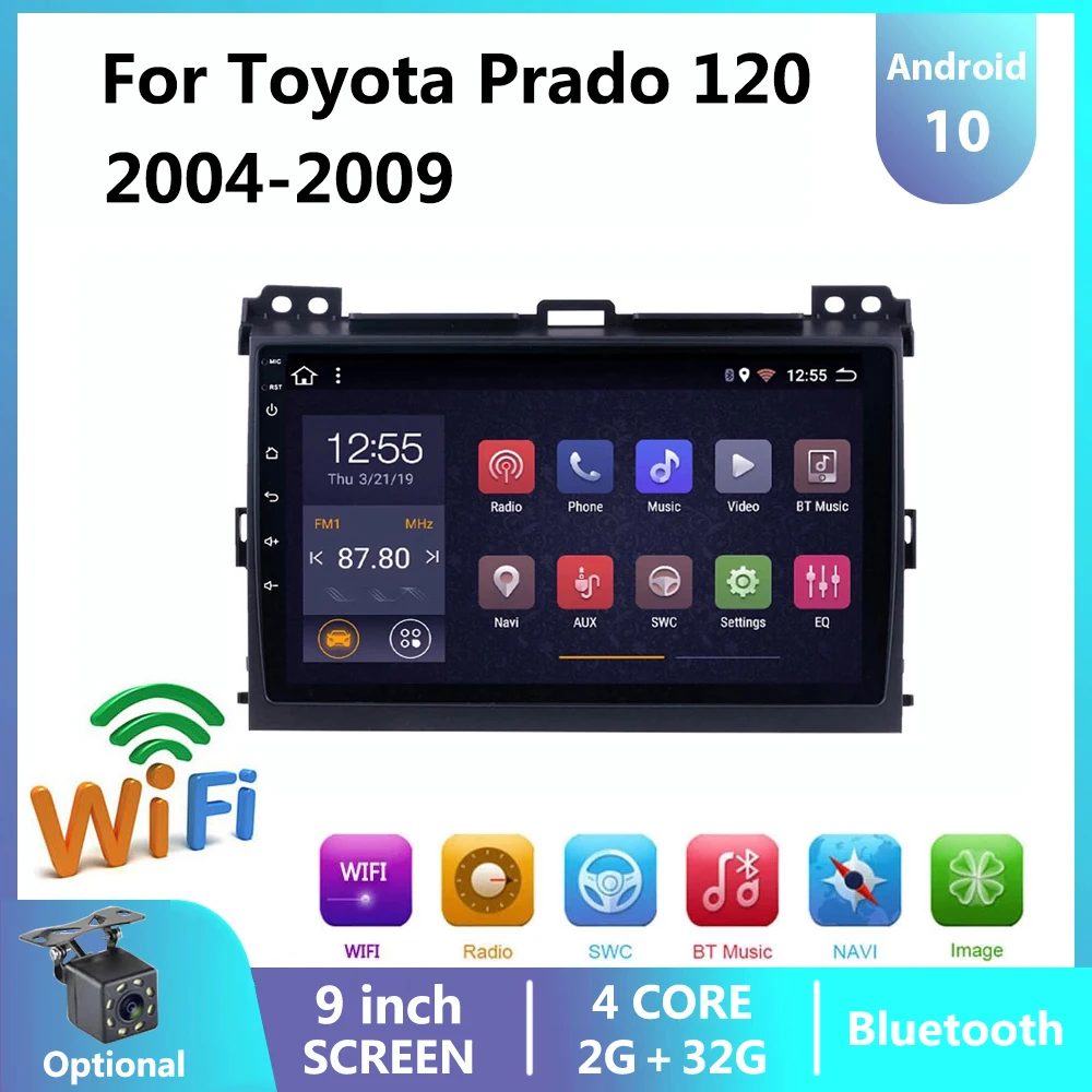 

Автомобильный радиоприемник для Toyota Prado 120 2004 - 2009 Android 10,0, автомобильный DVD-плеер с GPS-навигацией, автомобильный стереоприемник без осадки с ...
