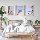 Настенная картина с изображением Греции, Санторини, берега Амальфи, пейзаж, настенная Картина на холсте, Летний пляж, берег миконо, Настенная картина, Декор для дома