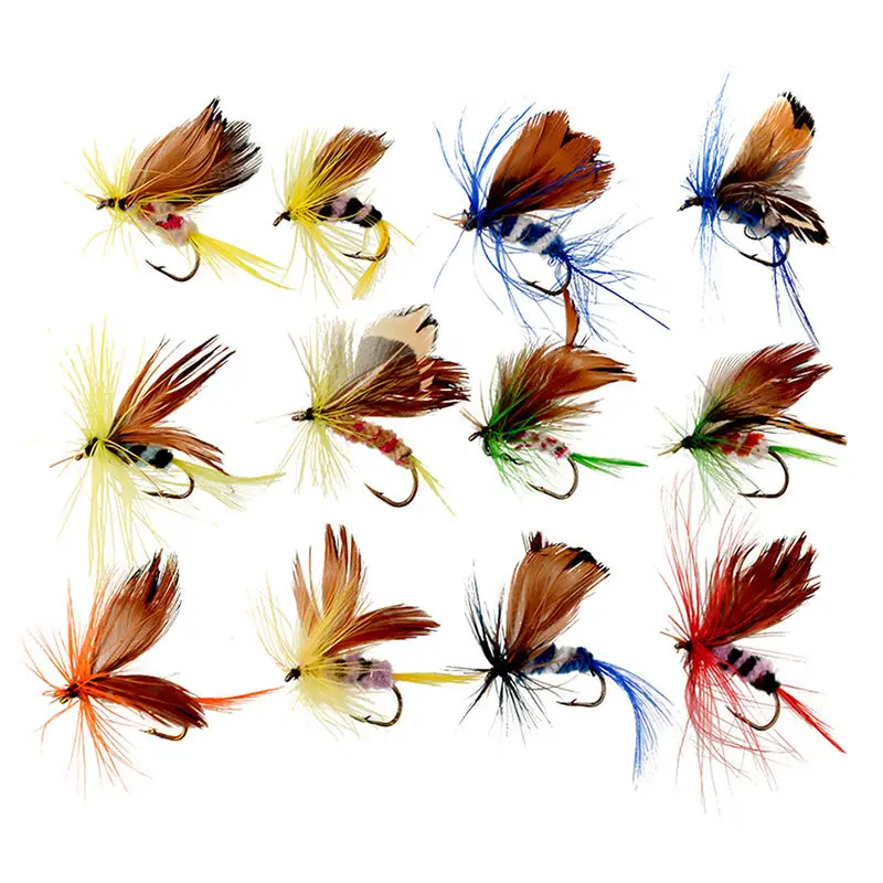 

12Pcs/Set Insects Flies Fly Fishing Lures Bait High Carbon Steel Hook Fish Tackle With Super Sharpened Crank Hook Baits Supplies