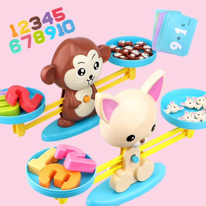 

Math Match весы игрушки обезьяна кошка матч балансировка весы числовой баланс игра дети обучающая игрушка узнать добавить и вычесть 6