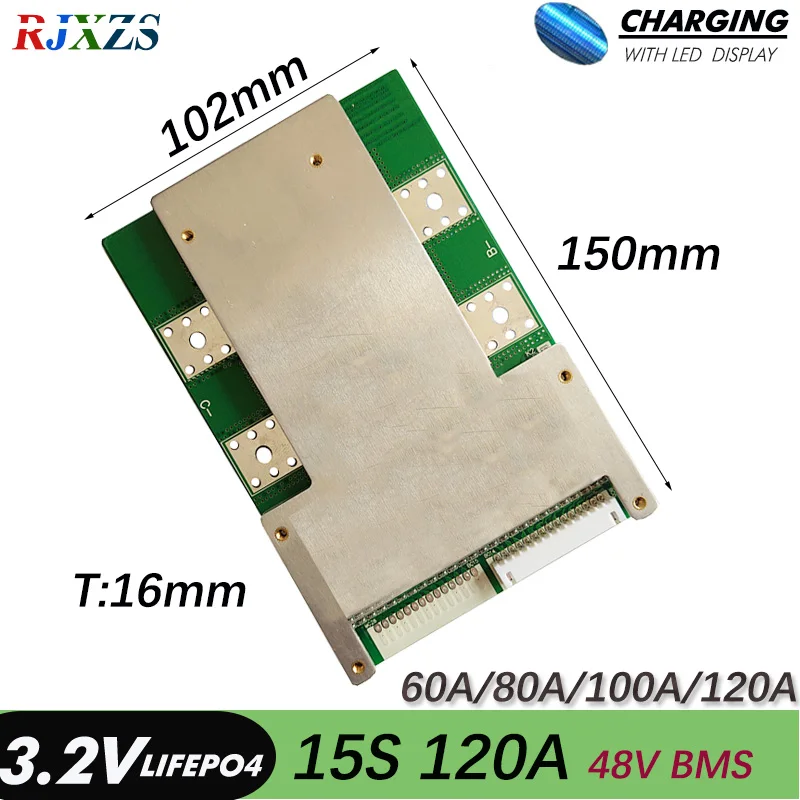Плата защиты аккумулятора 15S 120A 54V Version S LiFePO4 BMS/PCM/PCB для 15 упаковок 18650