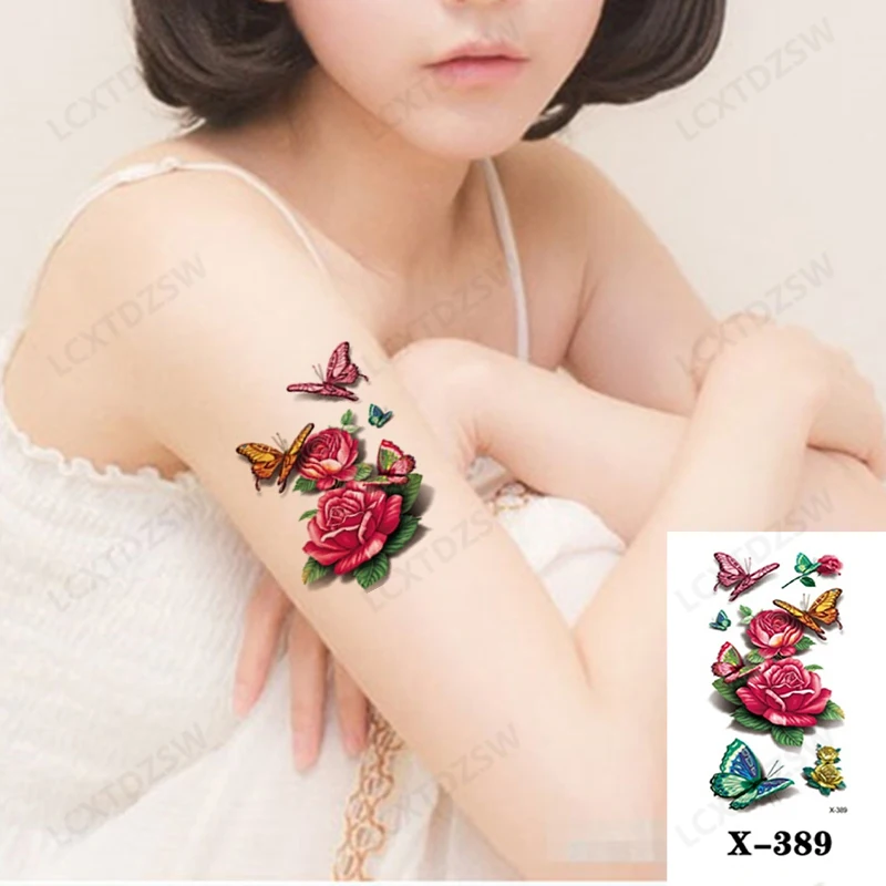Women's Temporary Tattoo Sticker, Sexy Black Rose False Tattoo, Durable Waterproof, Small Size, 10.5 * 6CM, Arm, Clavicle, Leg