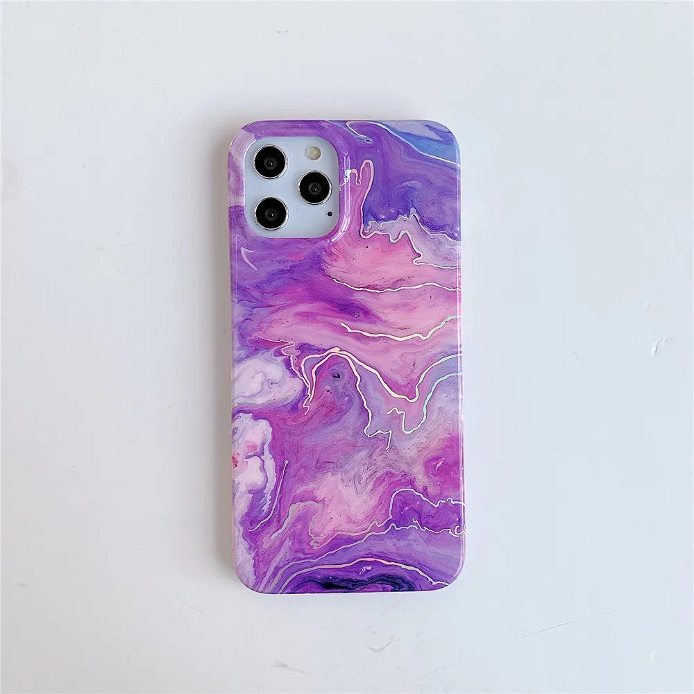 

Laser Gradient Marble Phone Case For iPhone 12 Mini 11 Pro Max XS Max XR X 7 8 Plus SE 2020 Vintage Aurora Soft Protection Shell