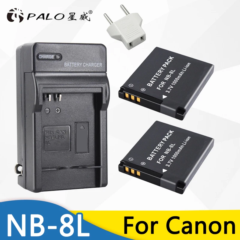 2шт 1000mah NB 8L NB8L литий ионная батарея для цифровой камеры + зарядное устройство Canon