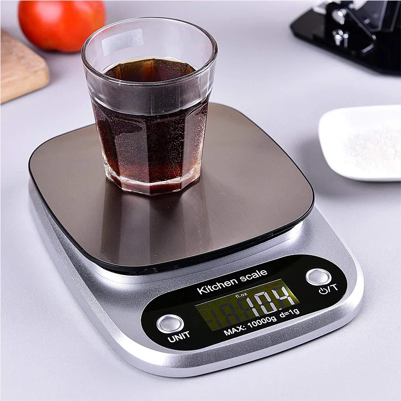 3/5/10kg-0.1g/1g Large Range Kitchen Scale Stainless Steel High Precision Waterproof Electronic Digtial Baking Scales Весы