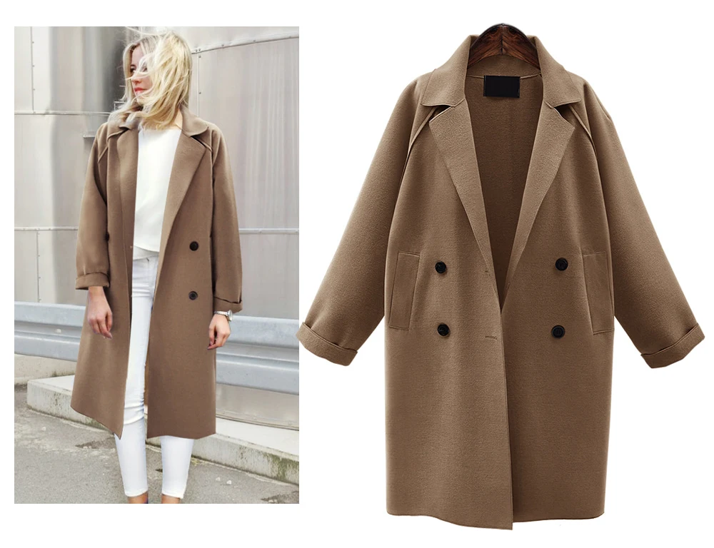 2019 осенне-зимнее женское Шерстяное Пальто большого размера Женская Длинная