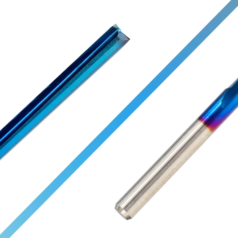 

10Pcs Straight Milling Cutter 3.175 Shank Nano Blue Coated 2 Flute Carbide End Mill for Wood Plastic CNC Engraving Bit