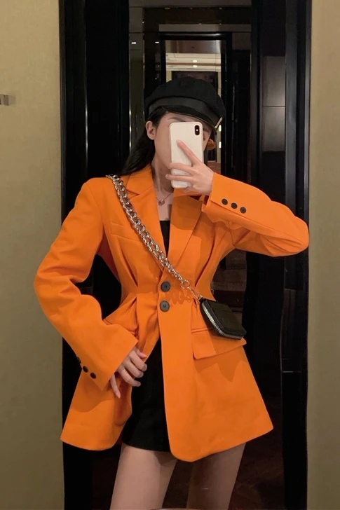 

2021 New Hongkong Style Oversized Women Blazers and Jackets Solid Color Casual Chaqueta Mujer Blazer Feminina