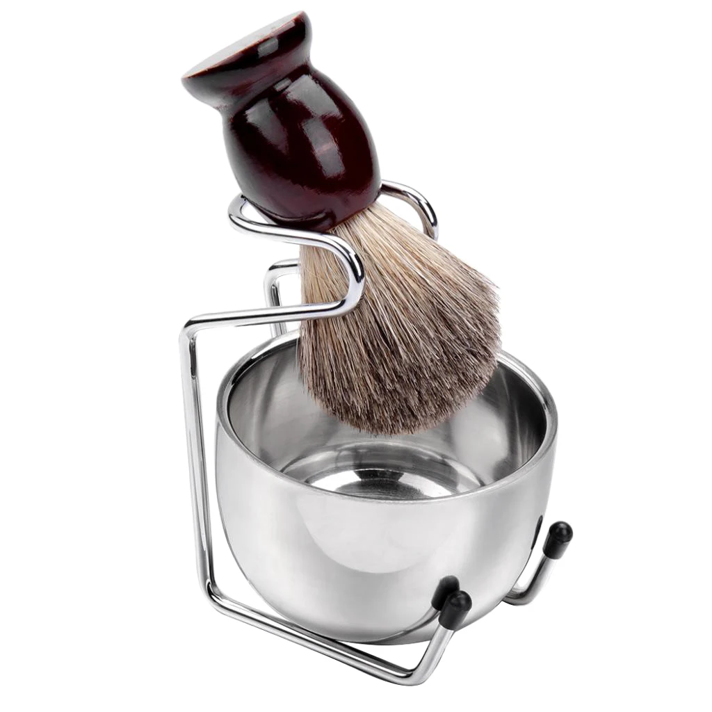 

Luxury Men's Shaving Brush Set with Shaving Brush Stand Holder And Soap Bowl Mug for Father Boyfriend Gifts