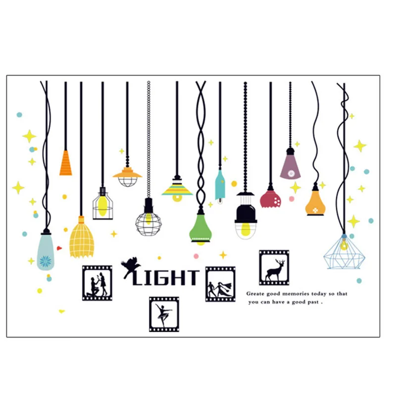 

Наклейки на стену «сделай сам», светильник, цветная люстра, стена, гостиная, спальня, домашний декор, креативные самоклеящиеся наклейки