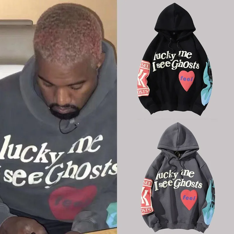 

Men Print Sweatshirt Long Sleeve Loose Hooded Pullover Drawstring Top Thick Streetwear