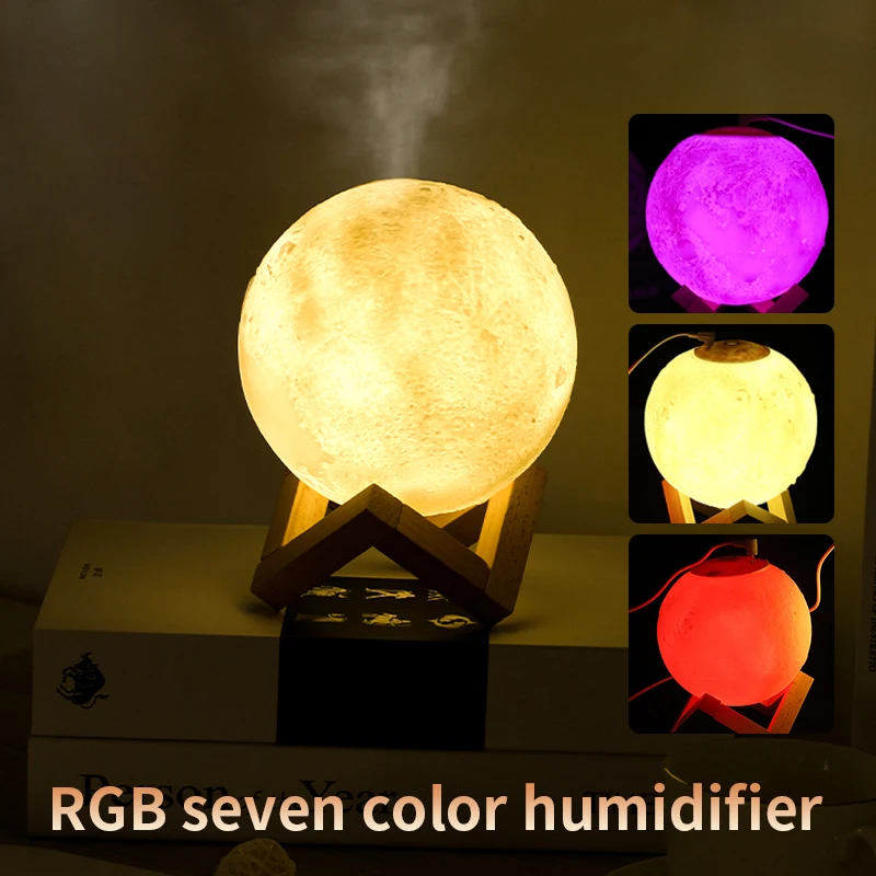

3D Touch 7colors Moon Night Light Aromatherapy Humidification RGB Led Table Lamp for Bedroom Bar Coffee Decor Lighting Fixtures
