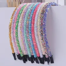 50pc/lot Hair Accessories Chunky Glitter Hairband For Girl Women Girls Headband Candy Color Glitter Hairbands Hair Accessories (1)