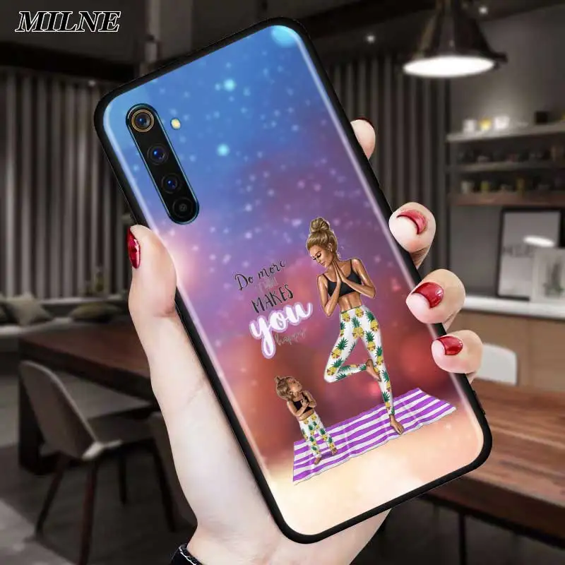 silicone phone case for realme xt c3 c11 v3 5 5i 6 6s 7 x2 x3 q2 q2i x50 pro 5g soft tpu back cover funda brown hair baby mom free global shipping