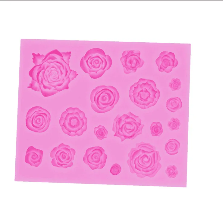 

DIY Rose Flower Silicone Cake Mold DIY Chocolate Three-dimensional Fondant Clay Mold 21 Kinds Different Size