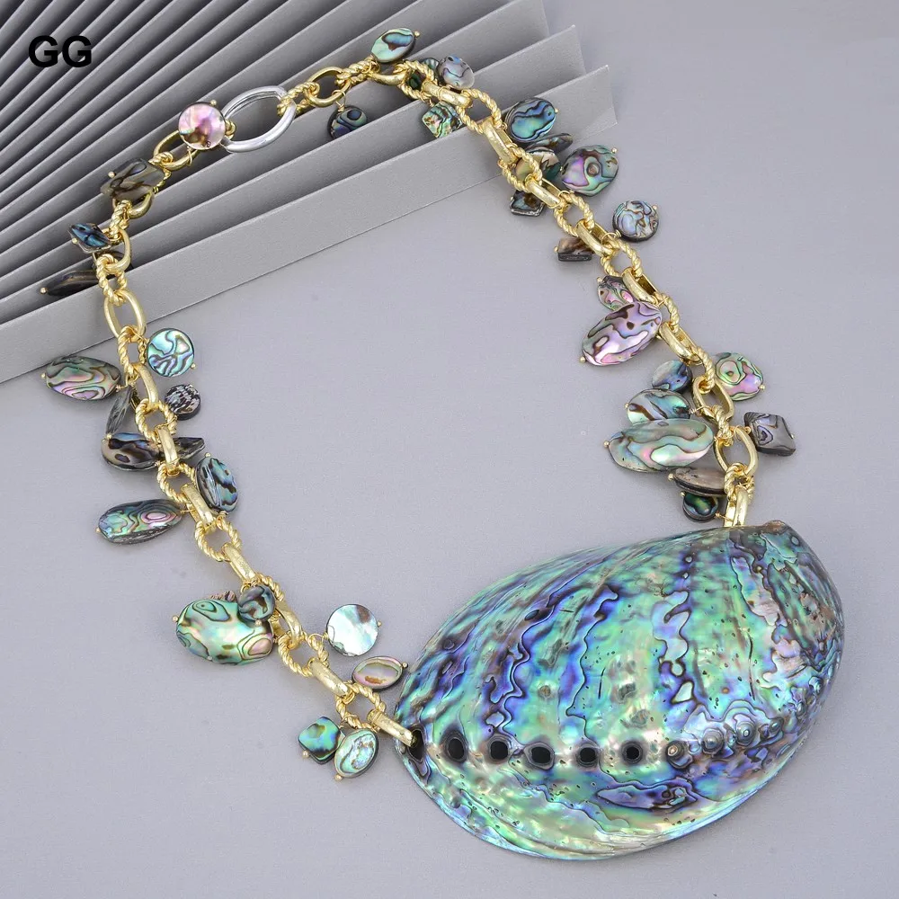 GuaiGuai ювелирные изделия 25 ''Природный Радуга кулон в виде раковины абалона