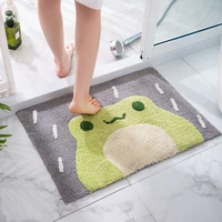 cartoon frog thickened flocking bath mat home decor carpet non slip absorbent bathroom doormat super soft fiber bath rug