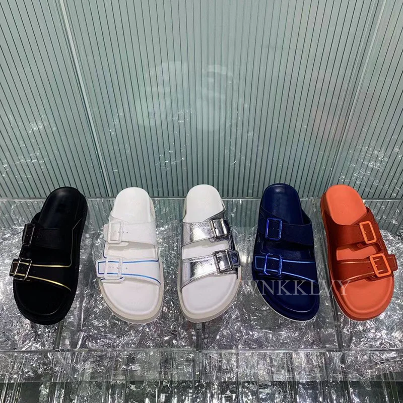 

Summer new thick bottom genuine leather all--match external wear slippers peep toe Sandals leisure vacation beach shoes 2021